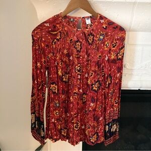 Red Floral Top Long Sleeve Old Navy Size Small S